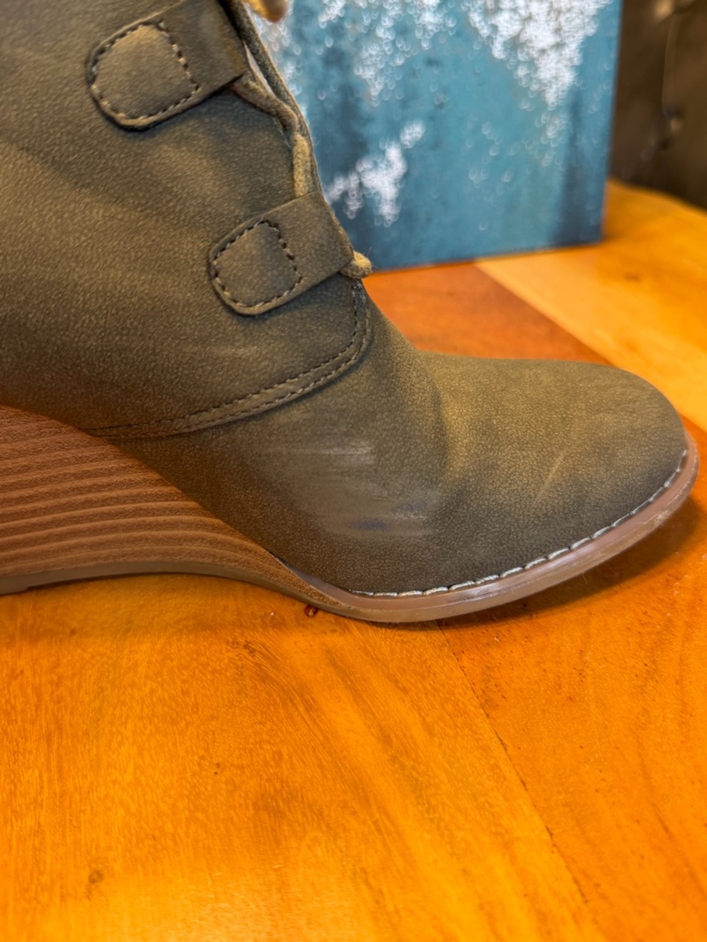 Nautica Classic Olive Wedge Ankle Boots Size 7 (Fair) - Picture 7 of 16